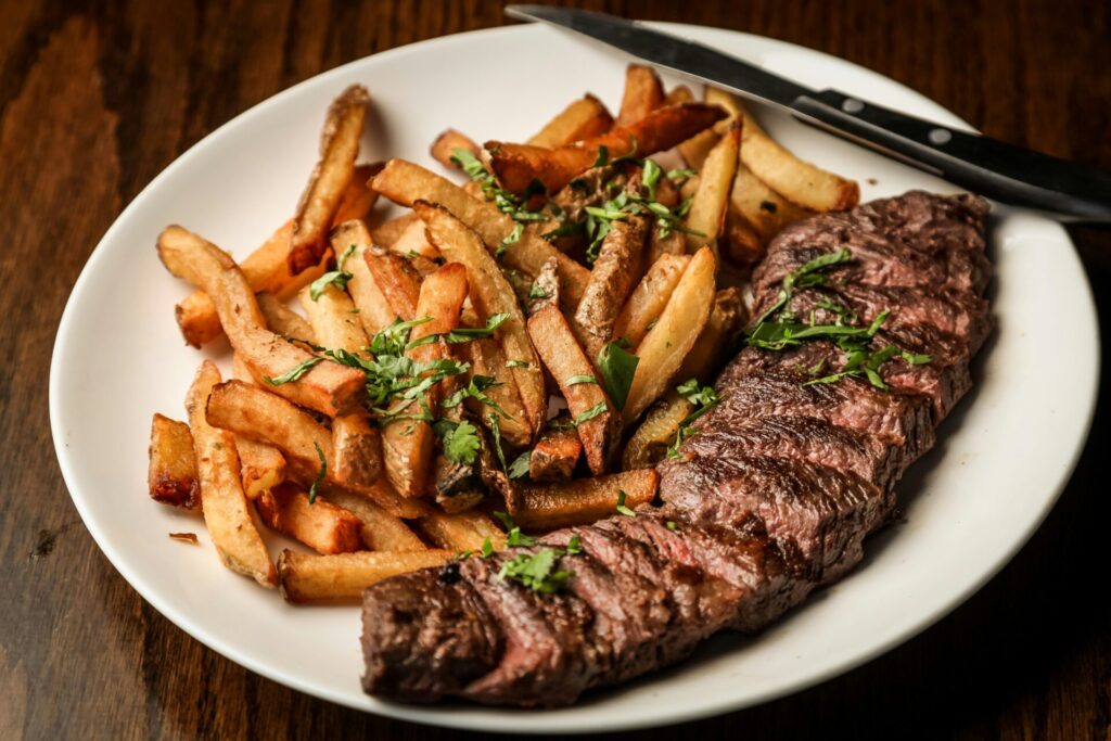 Steak and hand-cut fries served at Abendigo's Grill & Patio in Broken Bow, Oklahoma.