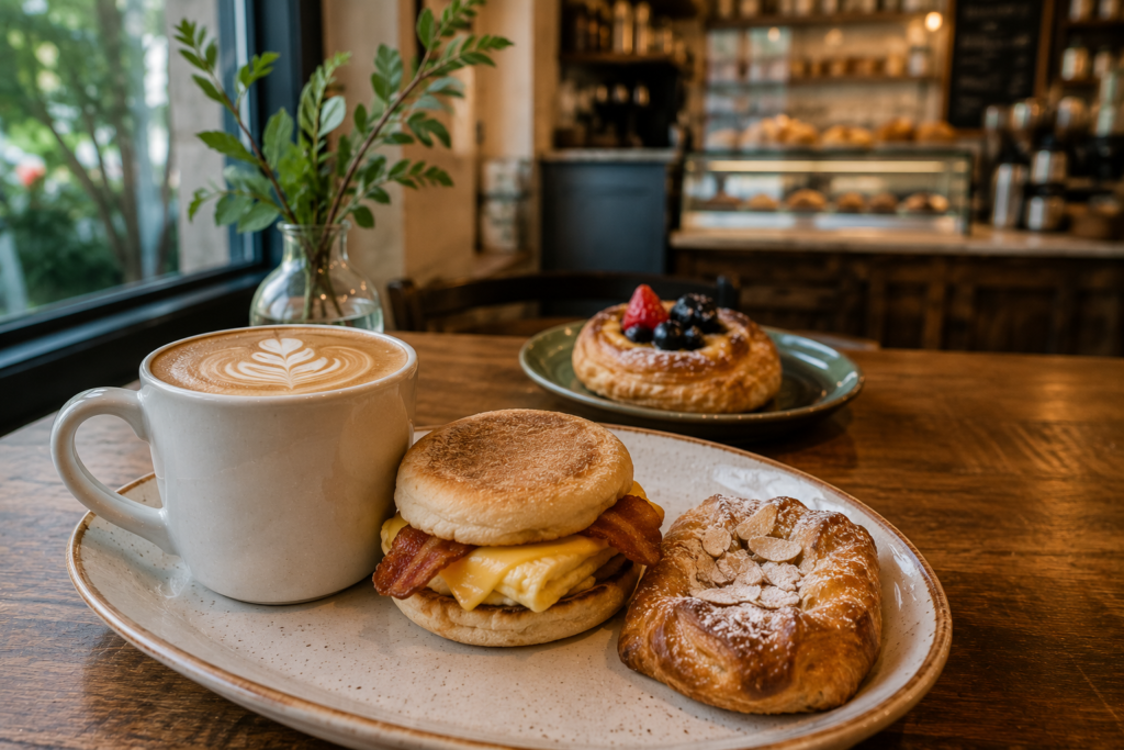 Specialty coffee and light breakfast at Coffee & Company in Gatlinburg, Tennessee.