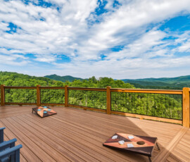 Large deck with panoramic views of the Smoky Mountains